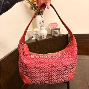 Coach Red Patterned Hobo Bag